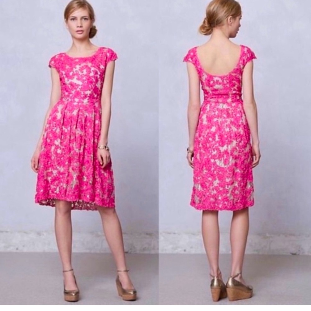 Yoana Baraschi Anthropologie pink cocktail dress size 6